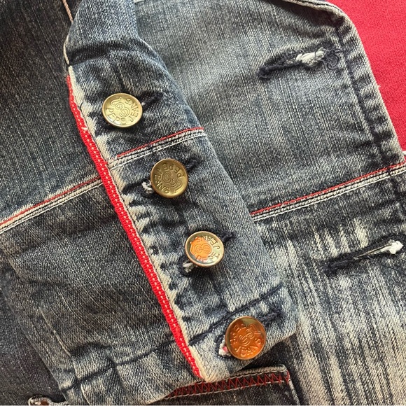 ❌ SOLD ❌ 90s Pepe Jeans London Patchwork Denim Sherry Blazer Jacket Size Medium - Picture 5 of 8